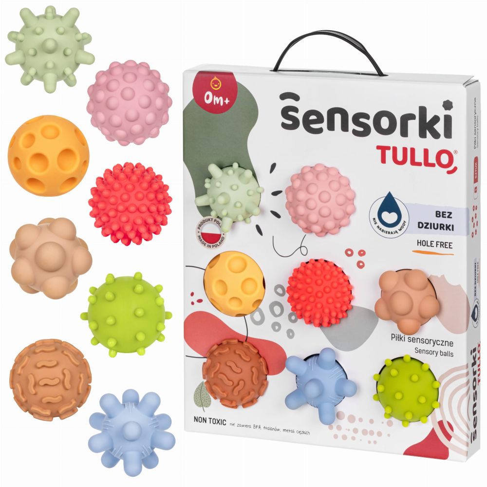Sensoro bumbiņu komplekts 8 elementi pasteļtoņos