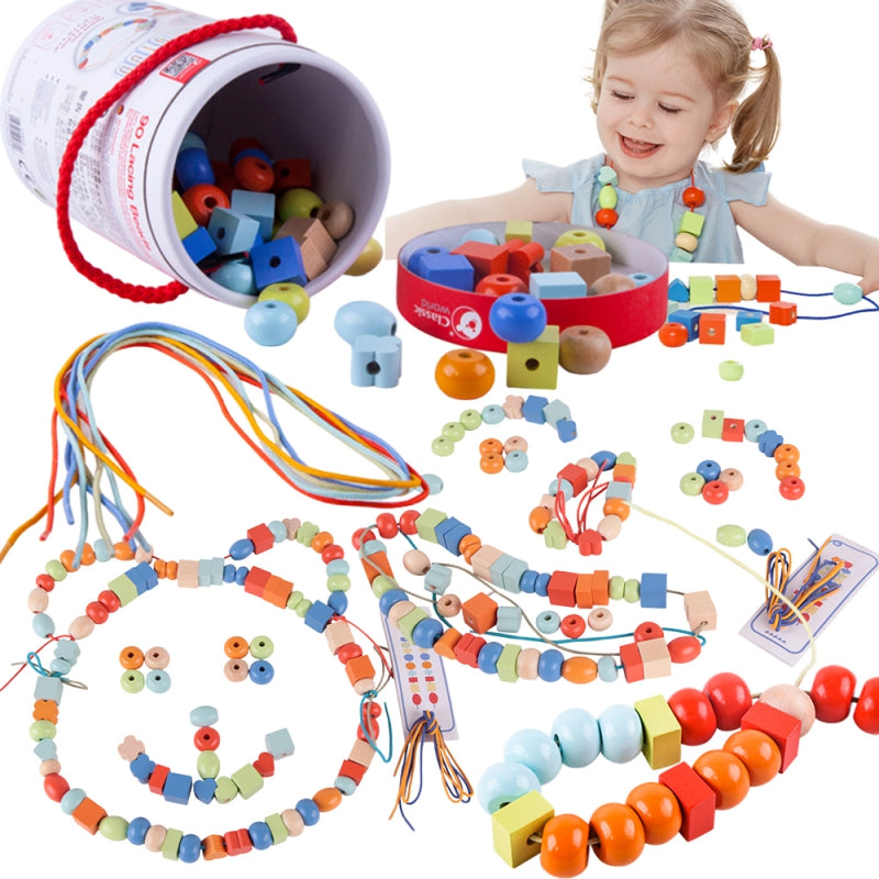 Attīstošā rotaļlieta VĒRŠANAI krelles, komplektā 96 elementi