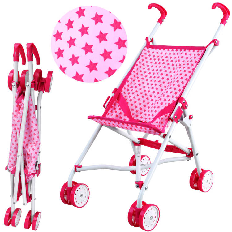 Leļļu rati salokāmi rozā