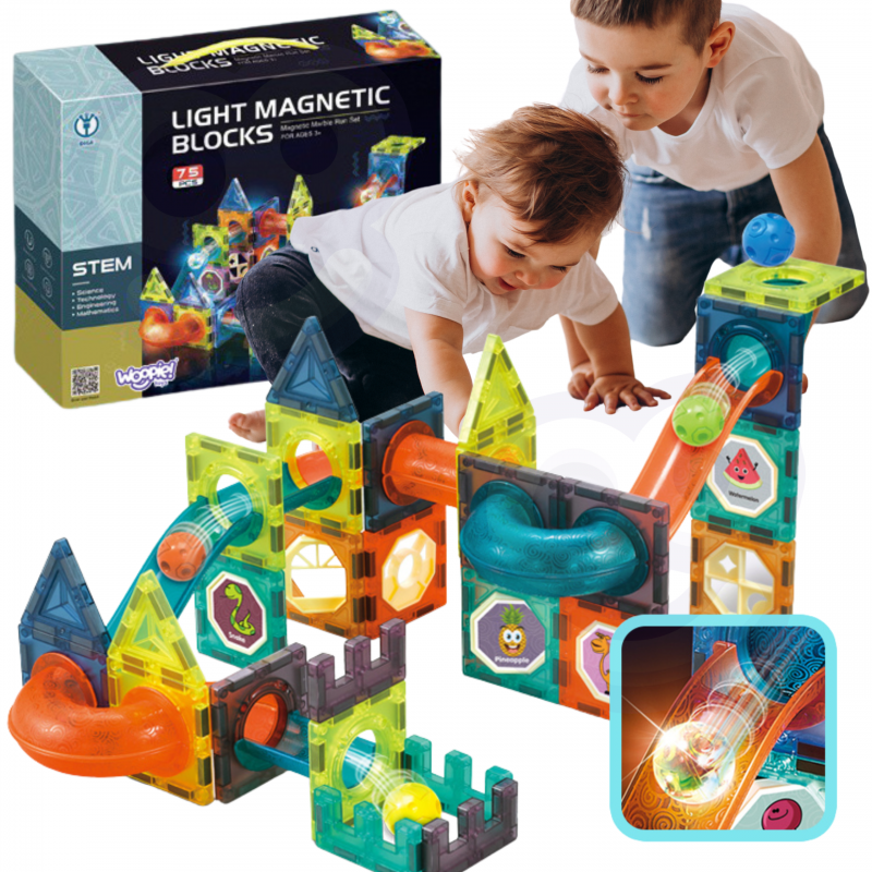 Magnētu bloki ar gaismiņu 75 elementi