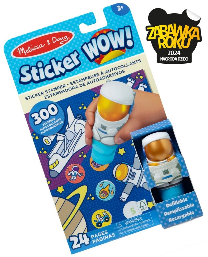 Sticker WOW uzlīmju zīmogs Astronauta tematikā