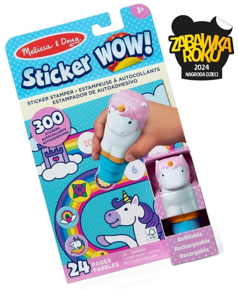 Sticker WOW uzlīmju zīmogs Vienradžu tematikā