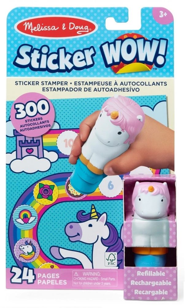 Sticker WOW uzlīmju zīmogs Vienradžu tematikā