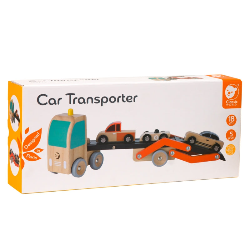 Koka auto pārvadātājs ar pacēlāju
