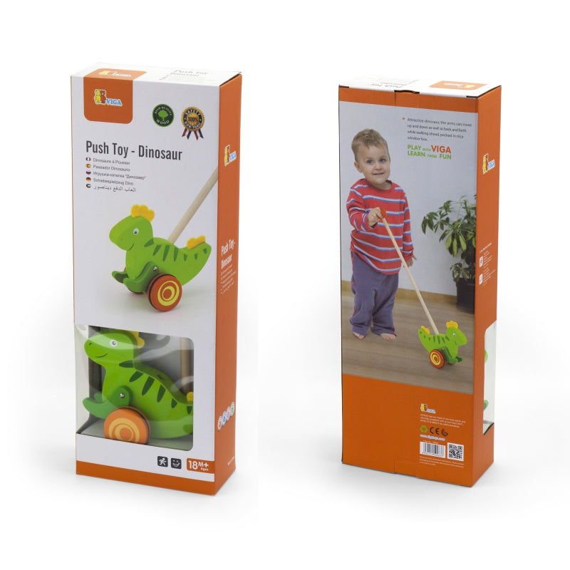Koka rotaļlieta stumšanai Dinozaurs