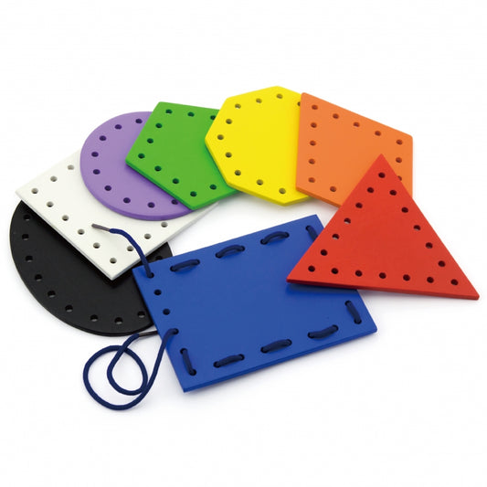 Attīstoša rotaļlieta šņorēšanai ar gēometriskām krāsainām figūrām