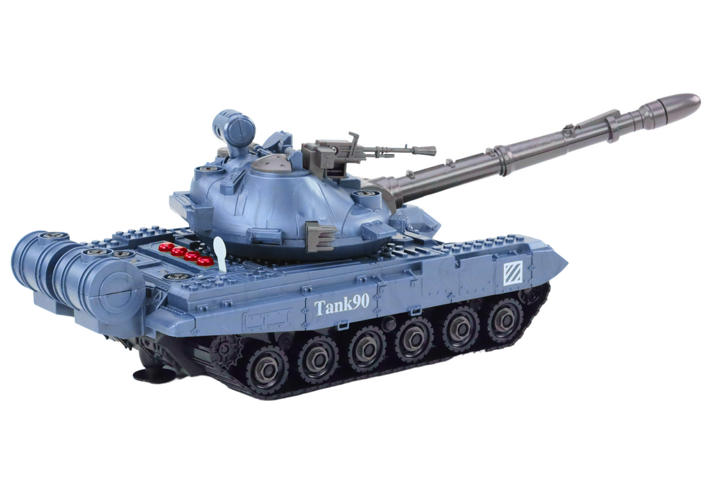DIY Tanks ar gaismas un skaņas efektiem, zilā krāsā