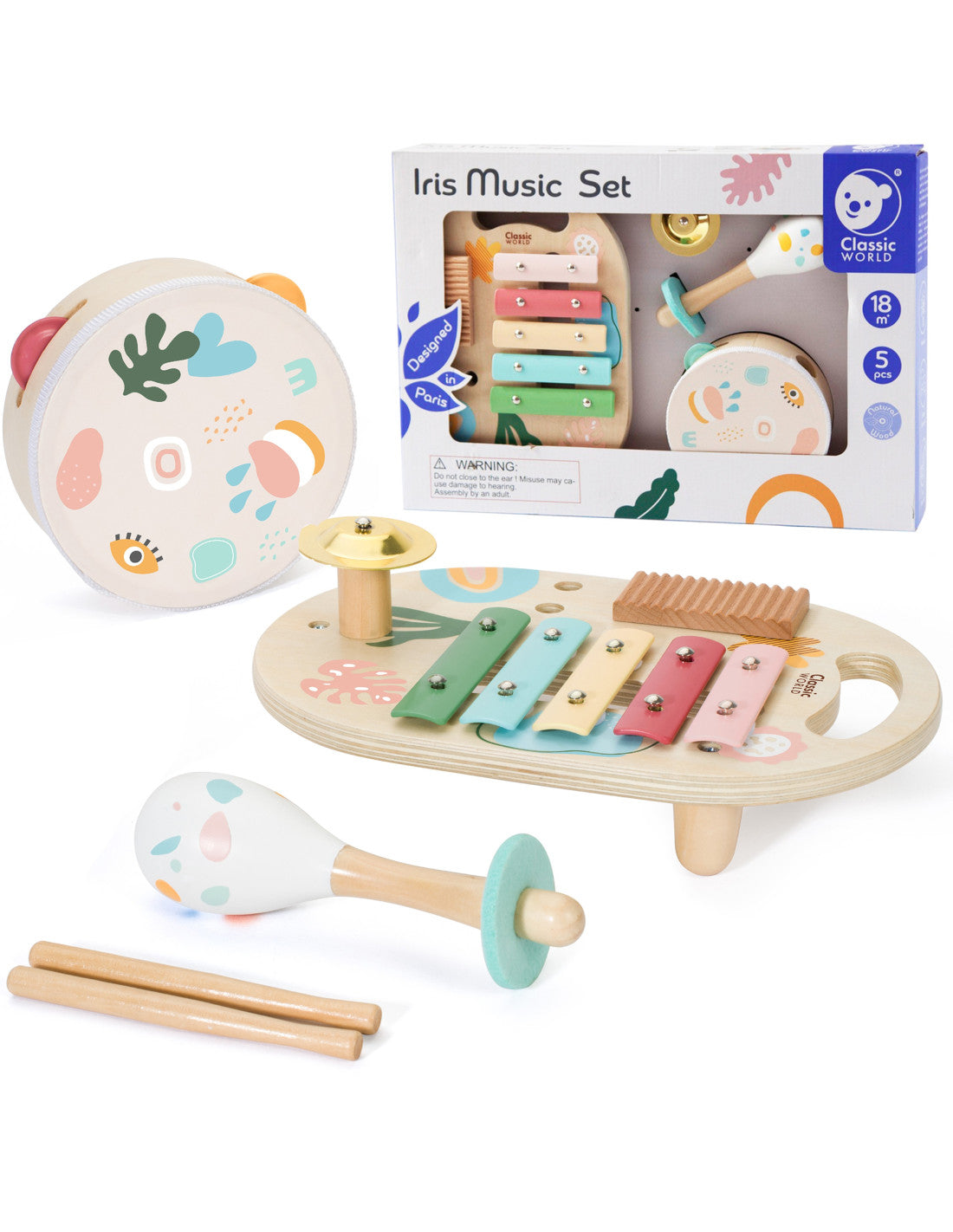 Krāsains mūzikas instrumentu komplekts