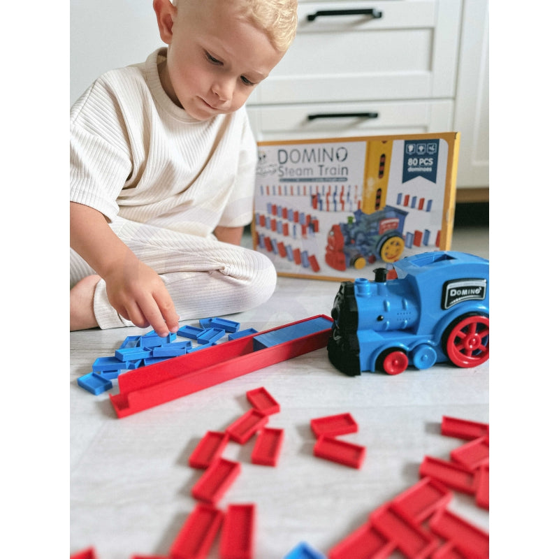 Vilciena lokomotīve ar Domino kauliņiem  80 gab.