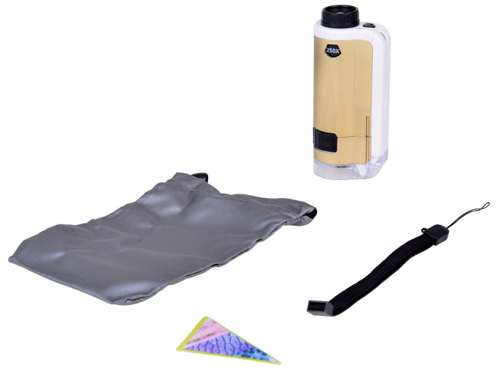 Kabatas mikroskops 100-250x , Zelts