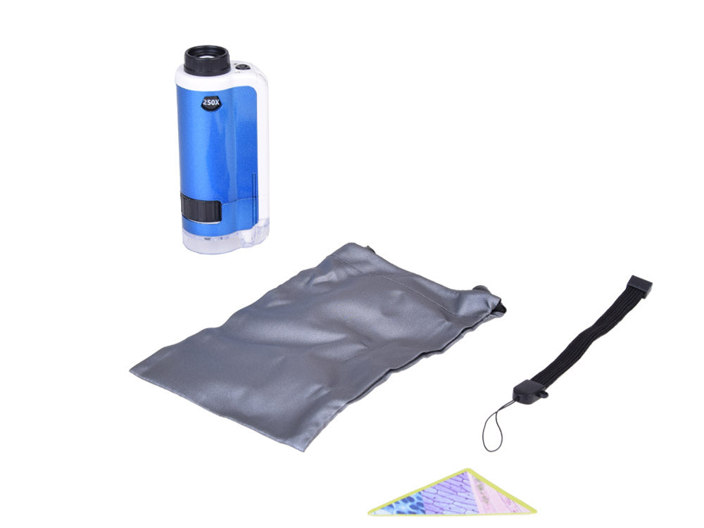 Kabatas mikroskops 100-250x , Zils