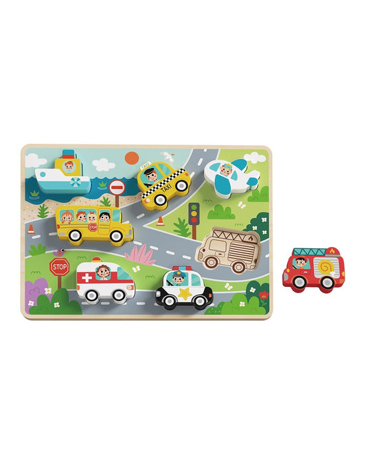 Koka puzle ar transportlīdzekļiem