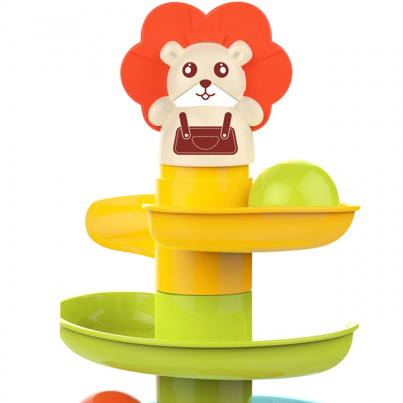 Lielais tornis bumbu ripināšanai mazuļiem ar 6 bumbām