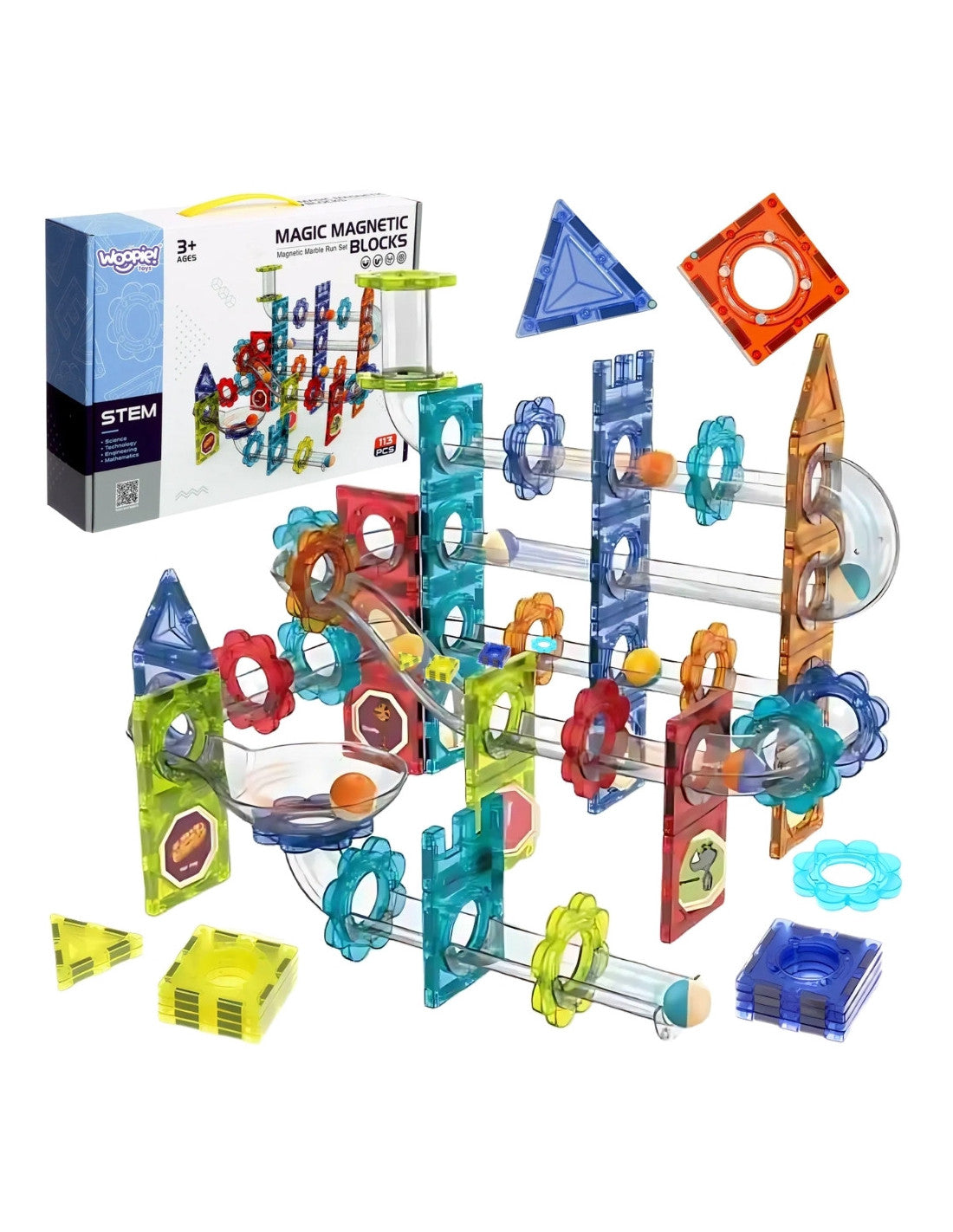 Magnētu bloku konstruēšanas komplekts 113 elementi