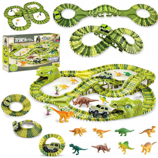 Rotaļu sacīkšu trase Dinozauru parks ar šķēršļu joslām